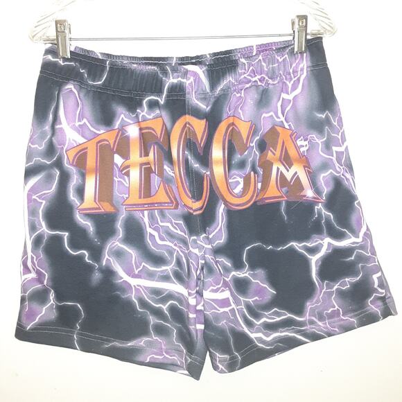 lil Tecca All Over Print Lightning Bolts Mens Shorts Size S Purple Athletic Rap - Picture 1 of 9